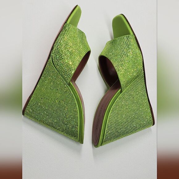 Amina Muaddi Lupita Crystal Wedges - White/Crystals EU 39.5‎  New - Picture 8 of 11